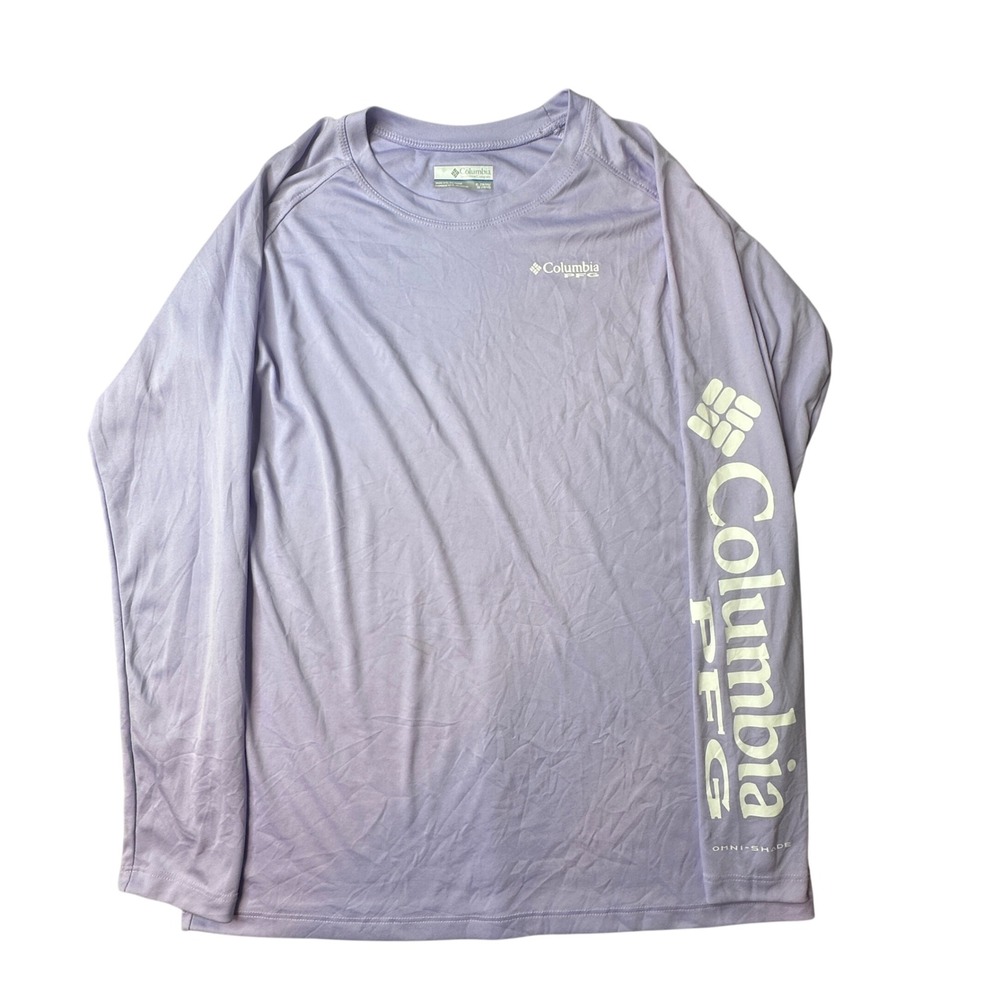 Columbia Shirt Kids XL Purple PFG Terminal Tackle Long Sleeve Omni-Shade Sun Tee